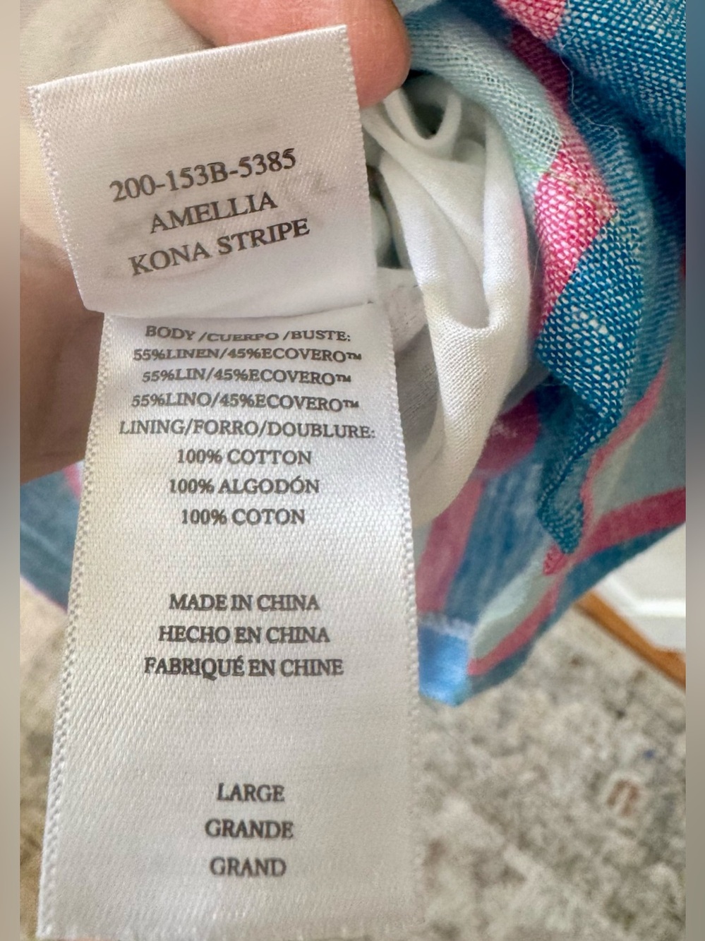 Rails Amellia Kona Striped Blue and Pink Tiered Midi Dress Linen Blend Large - Picture 13 of 13
